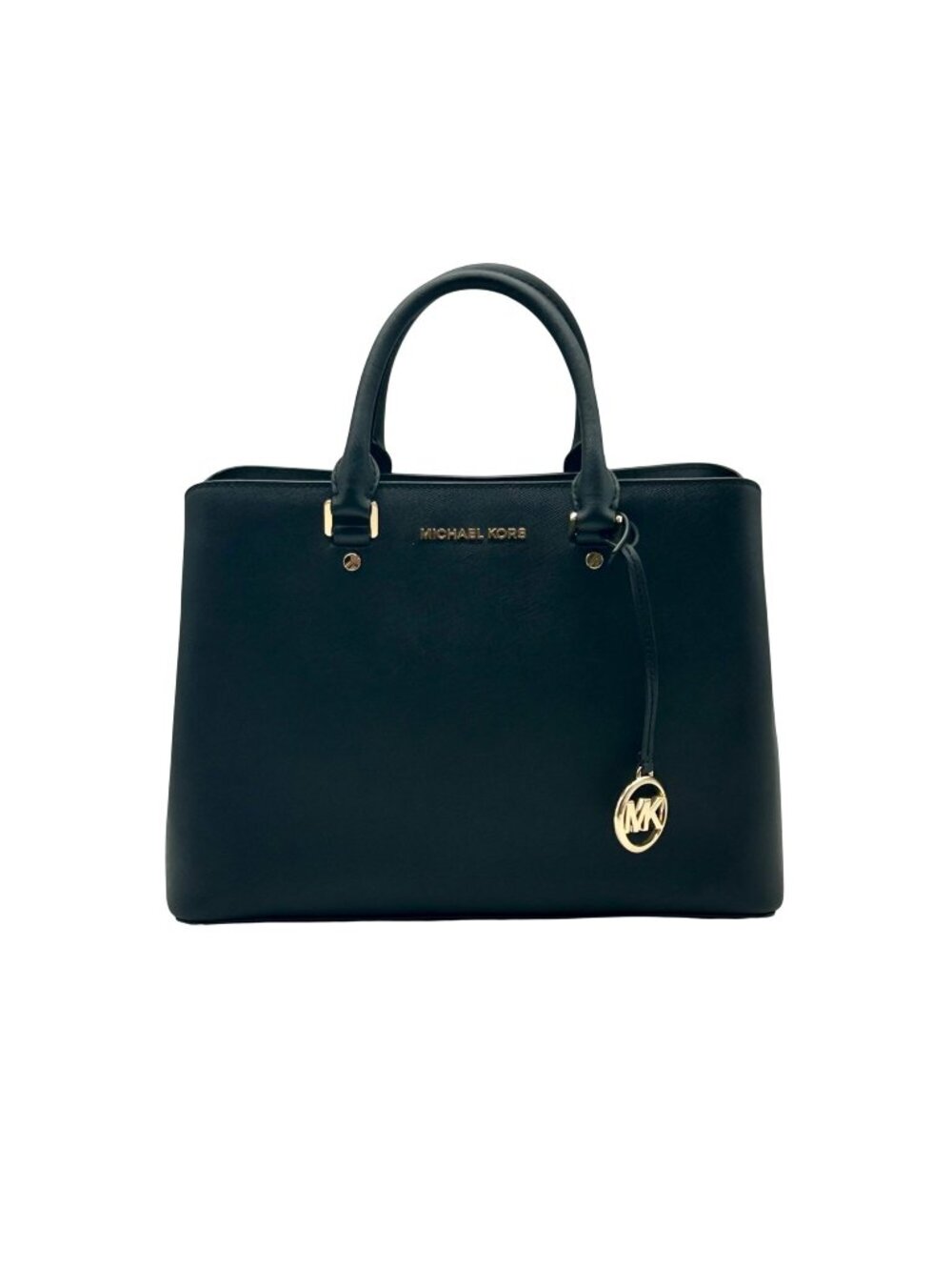 Michael Kors Black Saffiano Leather Middle Zip Savannah Convertible Tote